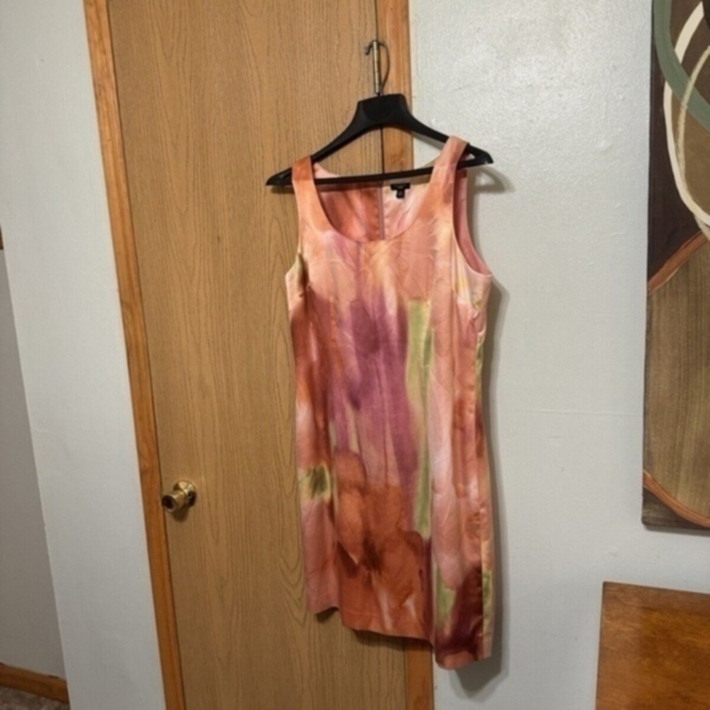 Ann Taylor Size 14P Multi-Color Scoop Neck Mid-Calf Shift Dress - EUC